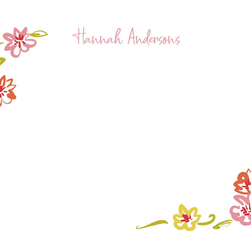 This is a sugar personalized stationery thank you cards with standard by samovilka called pinkorangeflorals printing on signature in 4.25x5.5