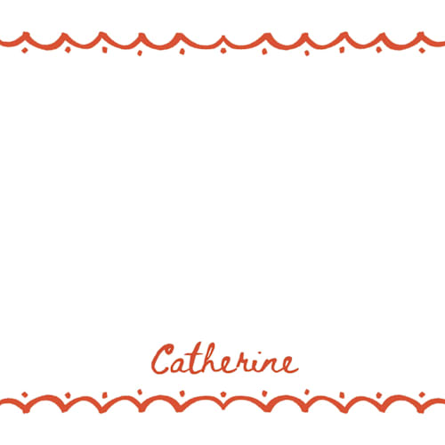 This is a coral personalized stationery thank you cards with standard by Becky Nimoy called inked scallops printing on signature in 4.25x5.5