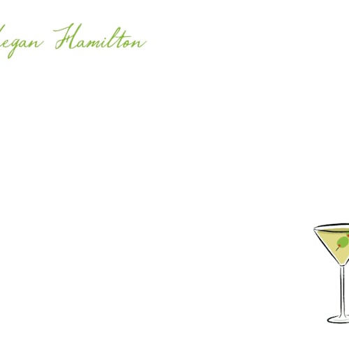 This is a lime personalized stationery thank you cards with standard by chocomocacino called martini printing on signature in 4.25x5.5
