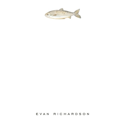 This is a fog personalized stationery thank you cards with standard by Petra Kern called fish printing on signature in 4.25x5.5
