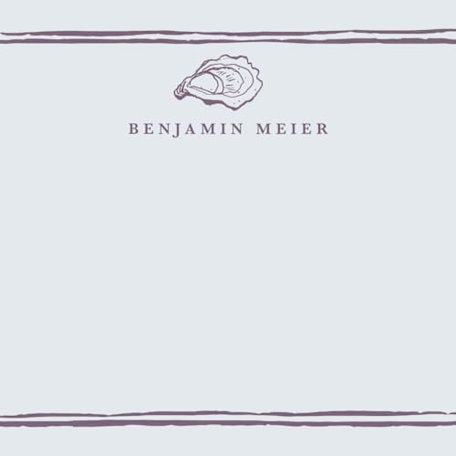 This is a eggplant personalized stationery thank you cards with standard by Cass Loh called oyster shell printing on signature in 4.25x5.5