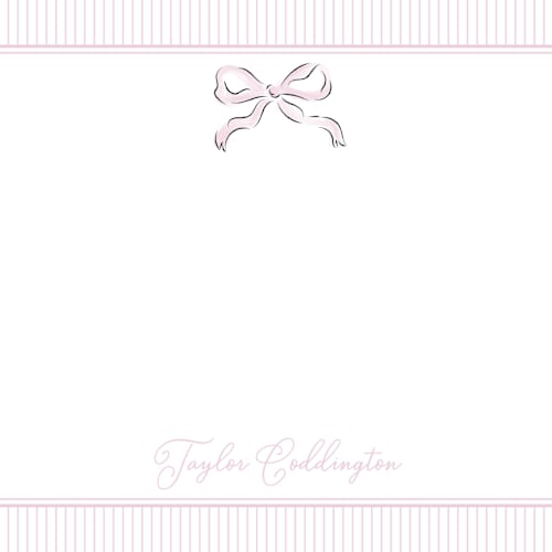 This is a petal personalized stationery thank you cards with standard by Helena Vitto called bow printing on signature in 4.25x5.5