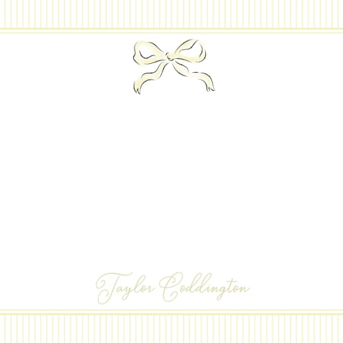 This is a lemon personalized stationery thank you cards with standard by Helena Vitto called bow printing on signature in 4.25x5.5