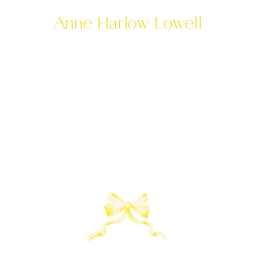 This is a lemon personalized stationery thank you cards with standard by Pink House Press called bow printing on signature in 4.25x5.5