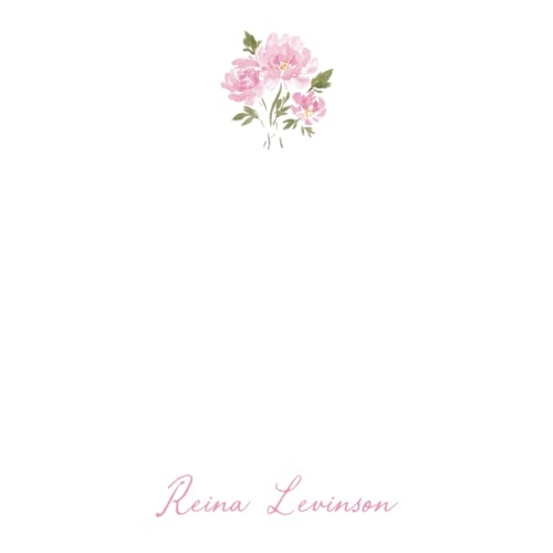 This is a blush personalized stationery thank you cards with standard by Itsy Belle Studio called peony printing on signature in 4.25x5.5