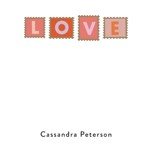 This is a garden personalized stationery thank you cards with standard by Hannah Williams called hearts stamps printing on signature in 4.25x5.5