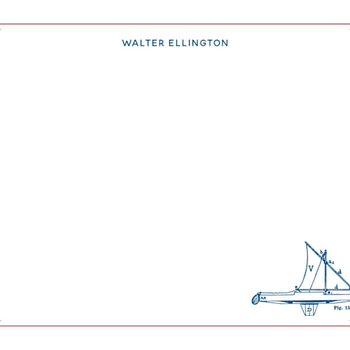 This is a cherry personalized stationery thank you cards with standard by Chris Ferebee called sail away printing on signature in 4.25x5.5