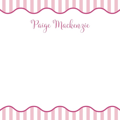 This is a bubblegum personalized stationery thank you cards with standard by Meredith Collie called stripes & squiggles printing on signature in 4.25x5.5