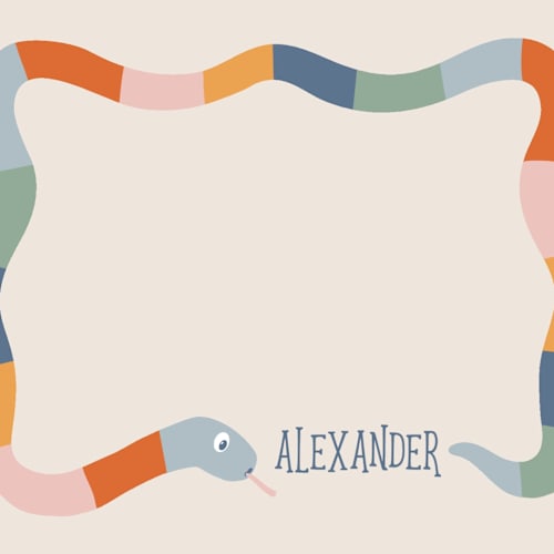 This is a earthbound personalized stationery thank you cards with standard by Miranda Bussell called slithering around printing on signature in 4.25x5.5