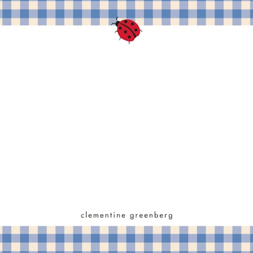 This is a sky personalized stationery thank you cards with standard by Jennifer Lew called ladybug picnic printing on signature in 4.25x5.5