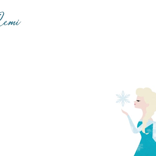 This is a frost personalized stationery thank you cards with standard by Holly Whitcomb called elsa's snowflakes printing on signature in 4.25x5.5