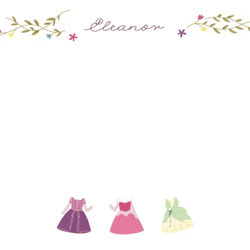 This is a silk personalized stationery thank you cards with standard by JeAnna Casper called princess party printing on signature in 4.25x5.5