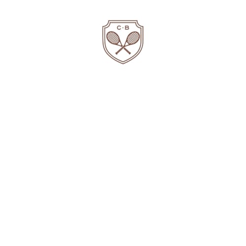 This is a cognac personalized stationery thank you cards with standard by Megan Davis called racquet printing on signature in 4.25x5.5