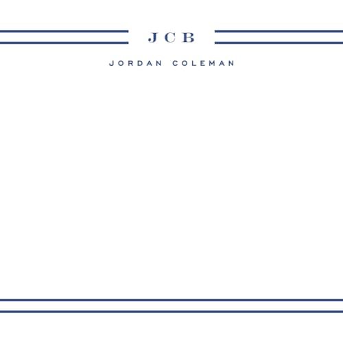 This is a classic blue personalized stationery thank you cards with standard by Yuliya Evseeva called modern lines printing on signature in 4.25x5.5