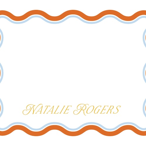 This is a tomato personalized stationery thank you cards with standard by Everett Paper Goods called squiggled printing on signature in 4.25x5.5