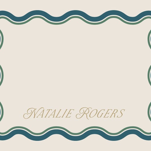 This is a denim personalized stationery thank you cards with standard by Everett Paper Goods called squiggled printing on signature in 4.25x5.5