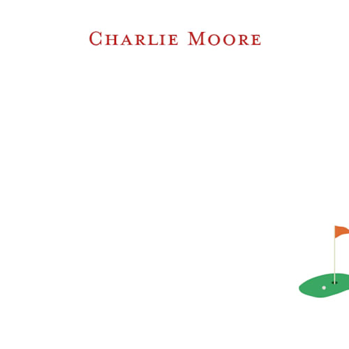 This is a grass personalized stationery thank you cards with standard by Ellen Schlegelmilch called sportsy golf printing on signature in 4.25x5.5