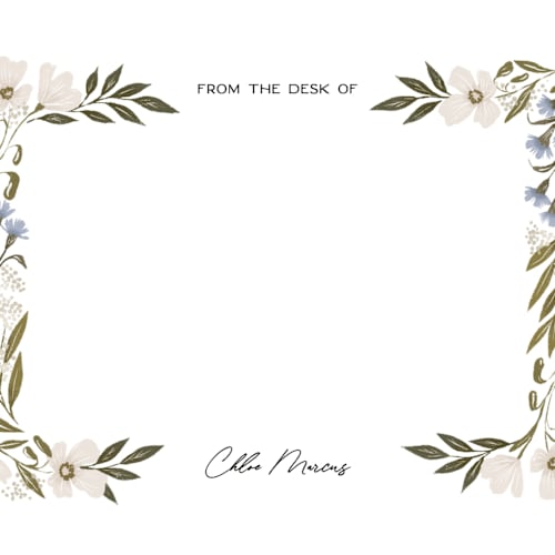 This is a bluebell personalized stationery thank you cards with standard by Alethea and Ruth called floral edge printing on signature in 4.25x5.5