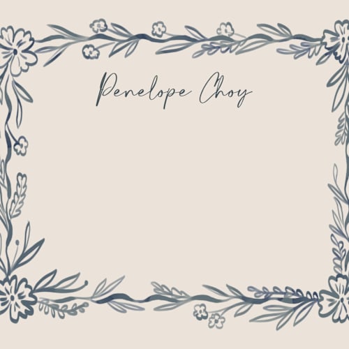 This is a mist personalized stationery thank you cards with standard by Petra Kern called doodled printing on signature in 4.25x5.5