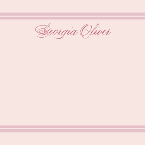 This is a blush personalized stationery thank you cards with standard by Carolyn MacLaren called classic start printing on signature in 4.25x5.5