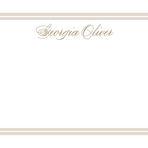 This is a golden personalized stationery thank you cards with standard by Carolyn MacLaren called classic start printing on signature in 4.25x5.5