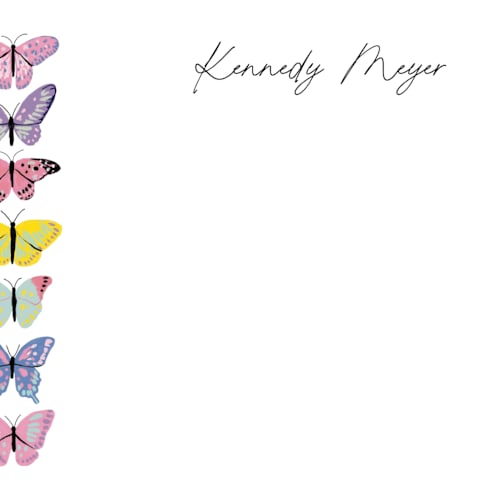 This is a blush personalized stationery thank you cards with standard by Cass Loh called vibrant butterflies printing on signature in 4.25x5.5