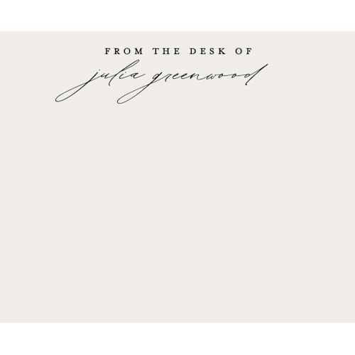 This is a sand personalized stationery thank you cards with standard by Susan Zinader called understated printing on signature in 4.25x5.5