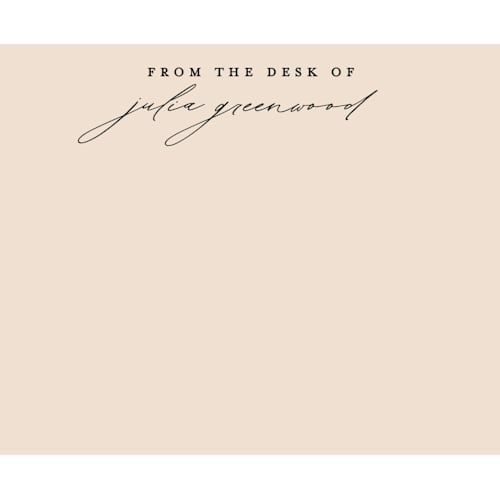 This is a terracotta personalized stationery thank you cards with standard by Susan Zinader called understated printing on signature in 4.25x5.5
