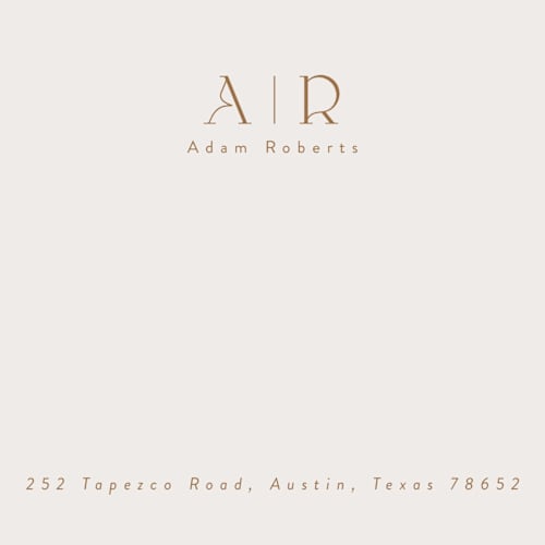 This is a rust personalized stationery thank you cards with standard by Tamara Hilje called minimal flair printing on signature in 4.25x5.5