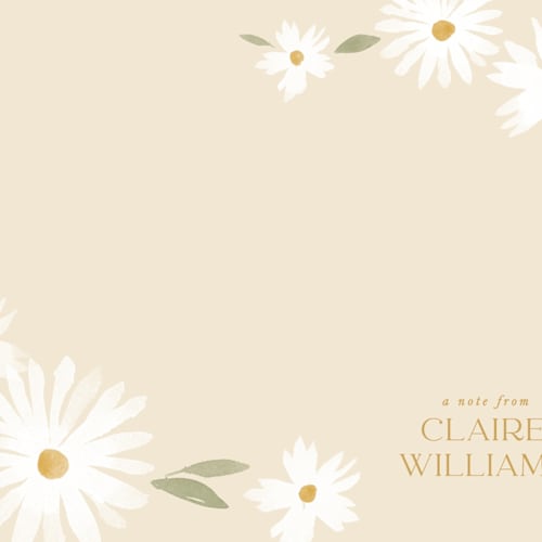 This is a buttercream personalized stationery thank you cards with standard by Robert and Stella called happy daisies printing on signature in 4.25x5.5