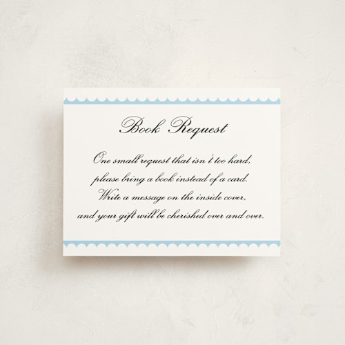 This is a sky baby shower insert cards with standard by Catherine Culvenor called sweetly scalloped printing on signature in standard