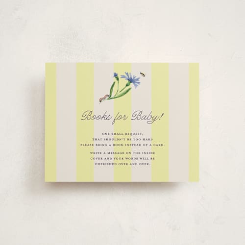 This is a citrus baby shower insert cards with standard by Pati Cascino called blooming garden printing on signature in standard