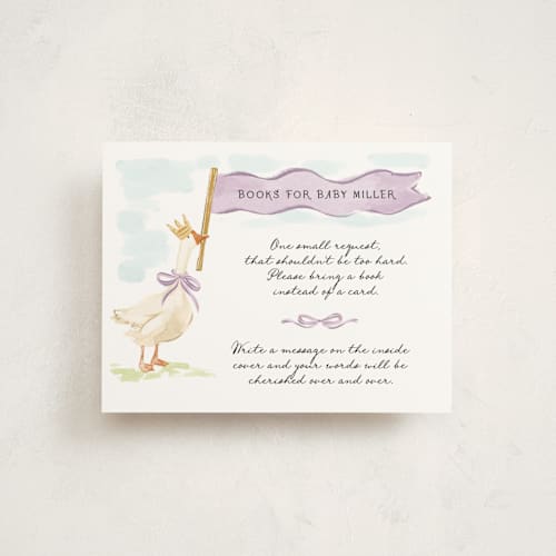 This is a berry baby shower insert cards with standard by Pati Cascino called cute goose almost loose printing on signature in standard