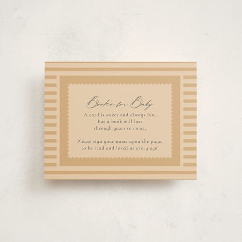 This is a mint baby shower insert cards with standard by Melissa Johnson called meadow friends printing on signature in standard