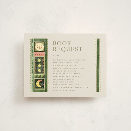 This is a creme baby shower insert cards with standard by Anastasia Makarova called fairytale ornament printing on signature in standard