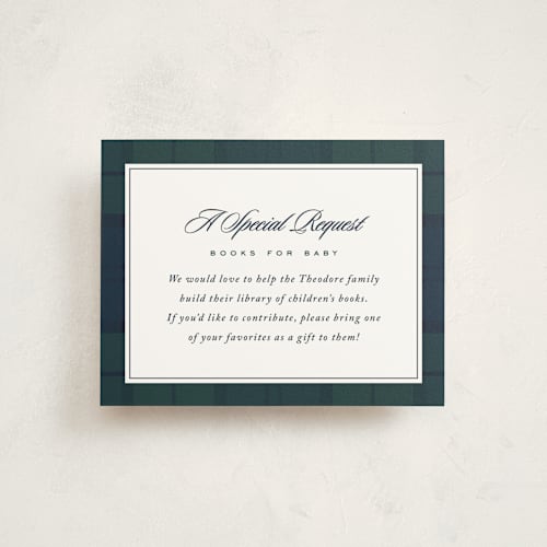 This is a tartan baby shower insert cards with standard by Lea Delaveris called prep printing on signature in standard