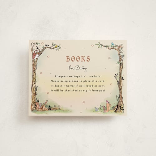 This is a peach baby shower insert cards with standard by Becky Nimoy called medieval letters fairytale printing on signature in standard