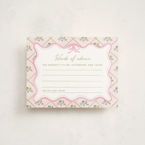 This is a garden glory baby shower insert cards with standard by Creo Study called baby in bloom printing on signature in standard