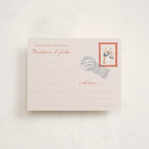 This is a navy baby shower insert cards with standard by Claudia Orengo called disney's dumbo stork baby on the way printing on signature in standard