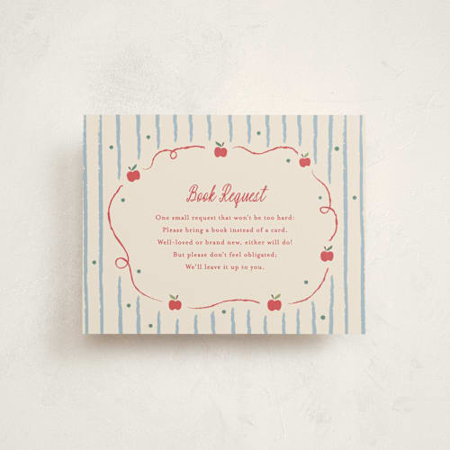 This is a picnic baby shower insert cards with standard by Carolyn MacLaren called apple of my eye printing on signature in standard