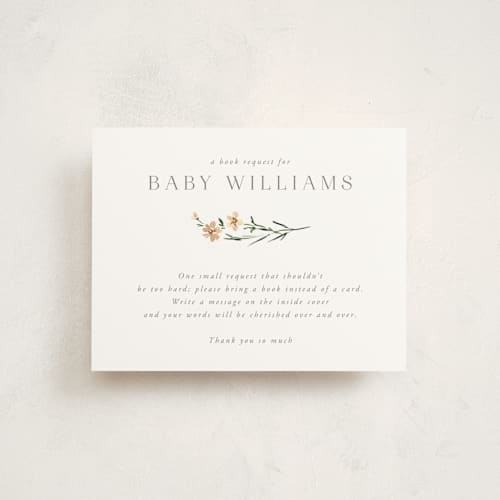 This is a meadow baby shower insert cards with standard by Petra Kern called gentle wildflower printing on signature in standard