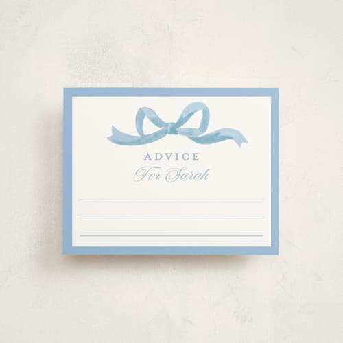 This is a sky baby shower insert cards with standard by Teju Reval called painted bow printing on signature in standard