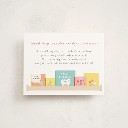 This is a brights baby shower insert cards with standard by Itsy Belle Studio called modern book shelf printing on signature in standard