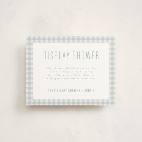This is a sky baby shower insert cards with standard by Lea Delaveris called charming printing on signature in standard