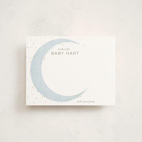 This is a mist baby shower insert cards with standard by Everett Paper Goods called simple moon printing on signature in standard