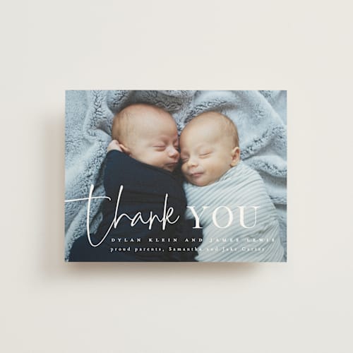 This is a silk wedding thank you cards with standard by Creo Study called two cute printing on signature in standard