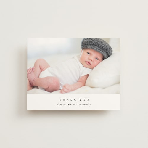 This is a slate wedding thank you cards with standard by Brianne Larsen called classically modern printing on signature in standard