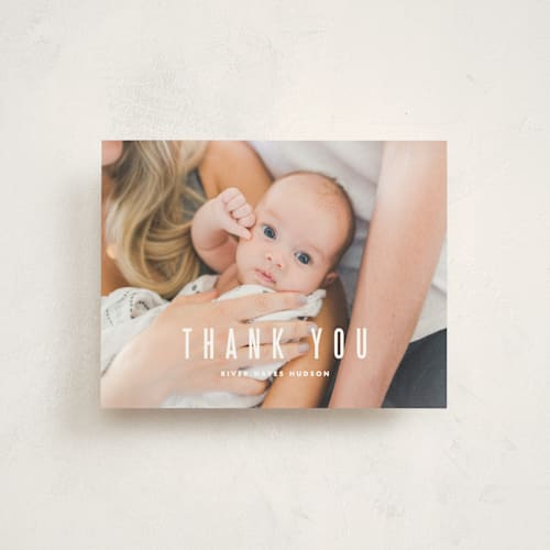 This is a cloud baby thank you cards with standard by Lauren Chism called indie printing on signature in standard