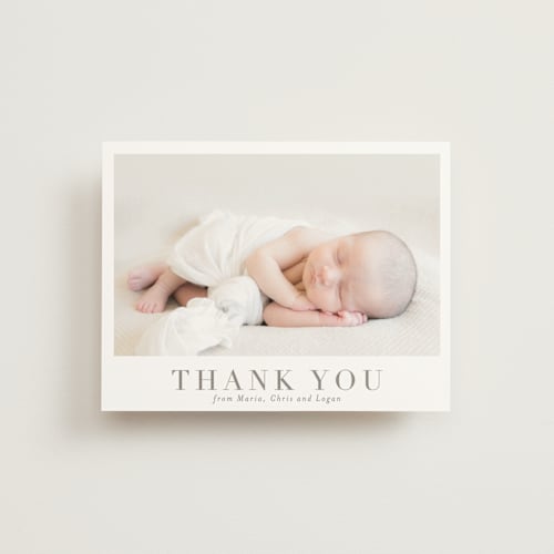 This is a fawn wedding thank you cards with standard by Megan Davis called menil printing on signature in standard
