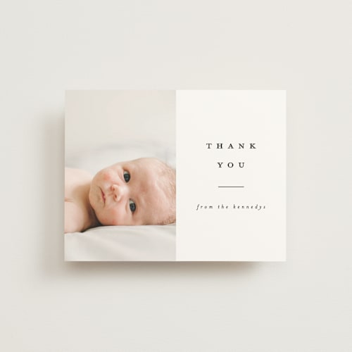 This is a ebony wedding thank you cards with standard by Brianne Larsen called the introduction printing on signature in standard